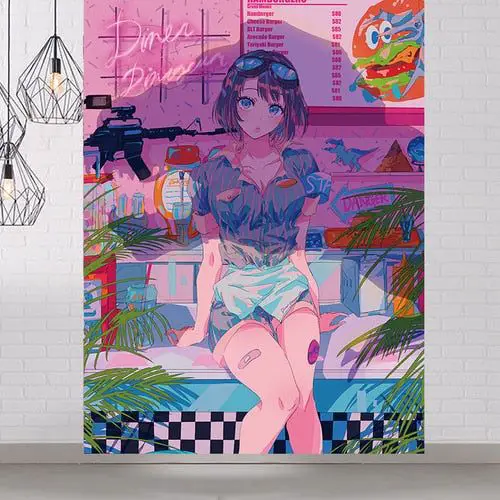 Pastel Kawaii Tapestry Anime Girls - Vertical Type 008 / 200x150cm