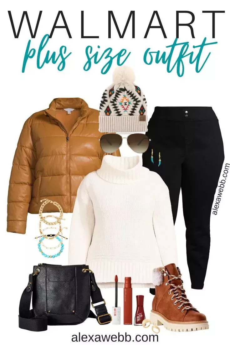 Plus Size Faux Leather Puffer Jacket Outfit