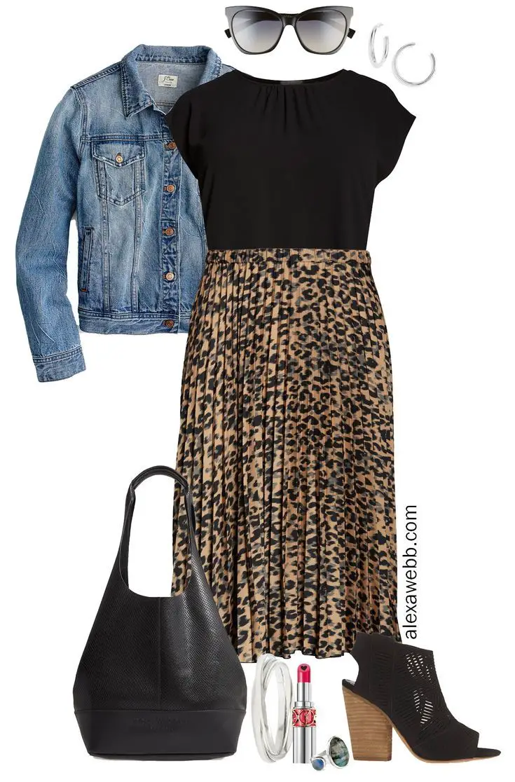 Plus Size Leopard Skirt Outfit - Alexa Webb