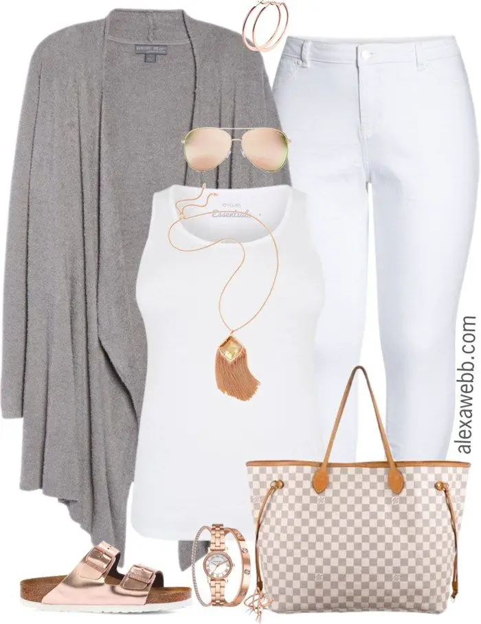 Plus Size Spring Grey Cardigan Outfit
