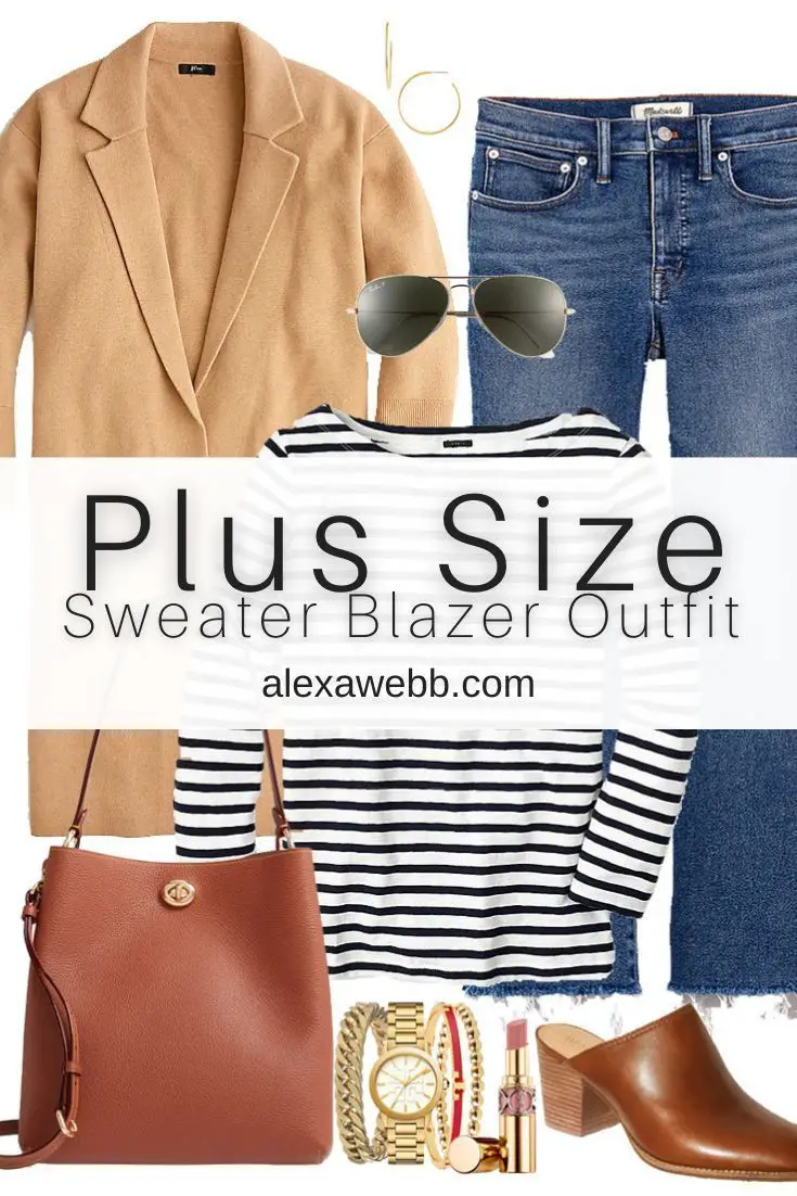 Plus Size Sweater Blazer Outfit - Alexa Webb