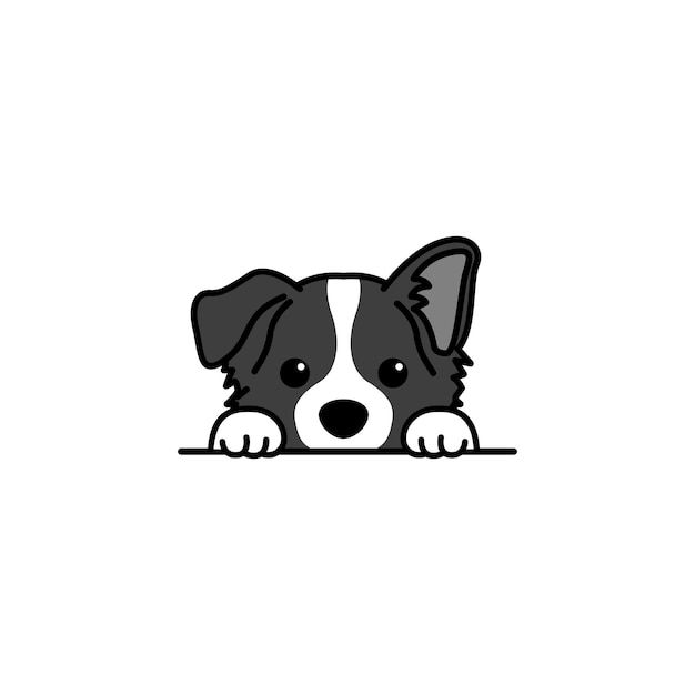 Premium Vector | Cute border collie puppy peeking cartoon
