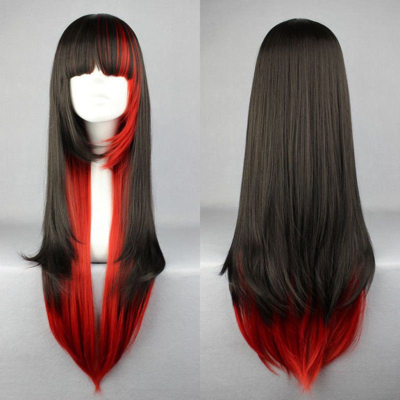 Red & Black Long Wig - Black/Red