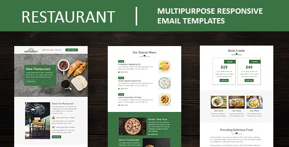 Restaurant - Multipurpose Responsive Email Template with Mailchimp Editor & Online StampReady Builde