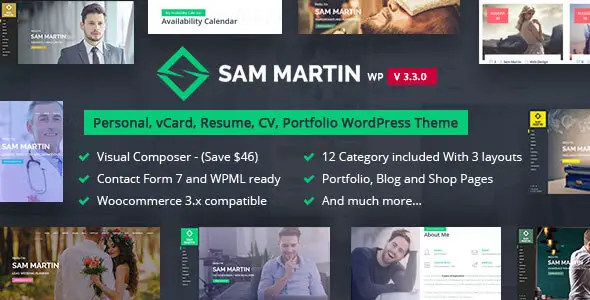 Sam Martin - Personal vCard Resume WordPress Theme