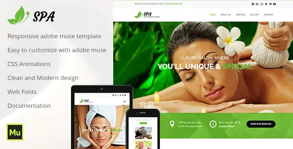 Spa and Beauty Adobe Muse Template