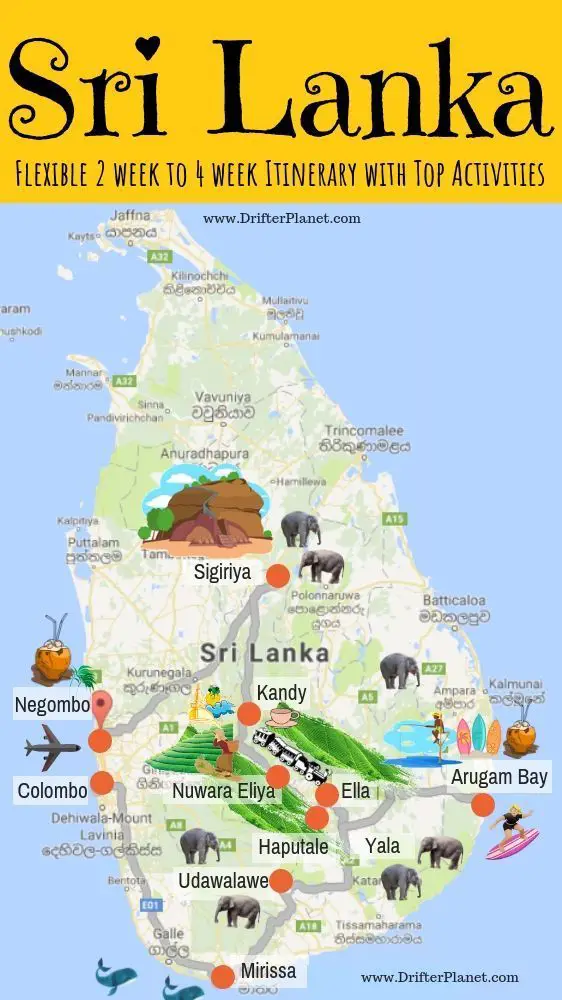 Sri Lanka itinerary – the Perfect 2 Weeks in Sri Lanka [+ Route Map] - Drifter Planet