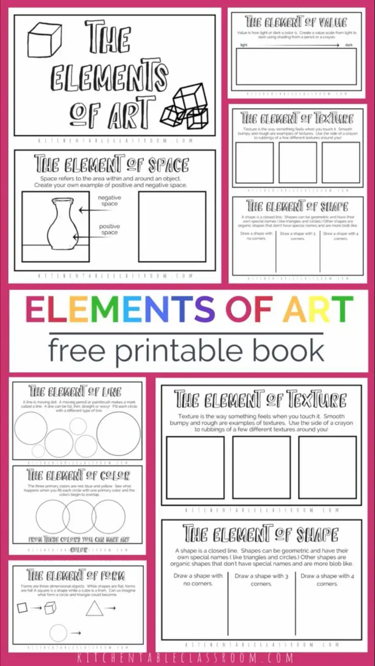 The Formal Elements of Art for Kids with free printable book - The Kitchen Table Classroom