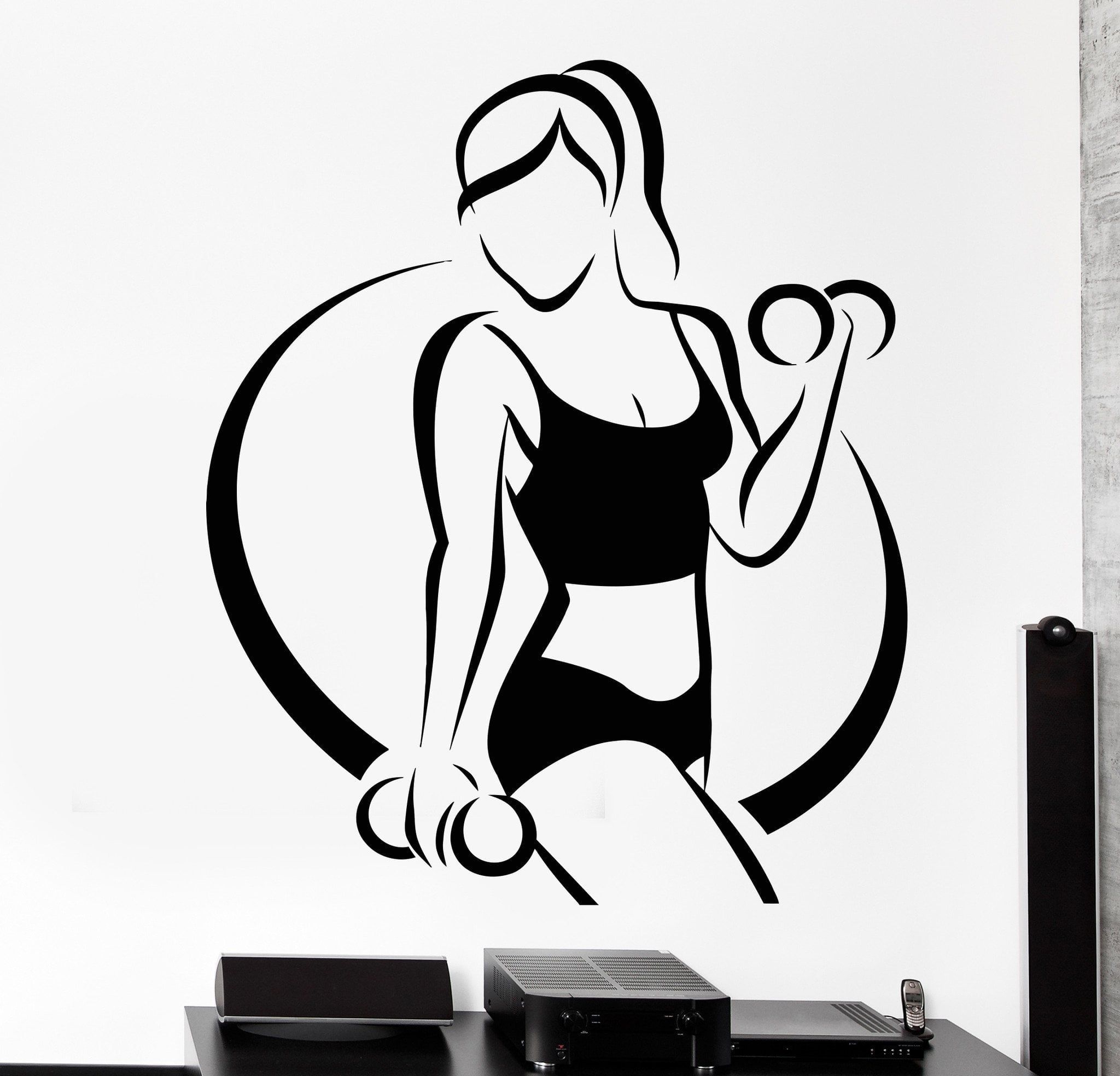 Vinyl Wall Decal Fitness Gym Sport Girl Beautiful Body Health Stickers Unique Gift (1198ig) - M 22.5 in X 27 in / Burgundy