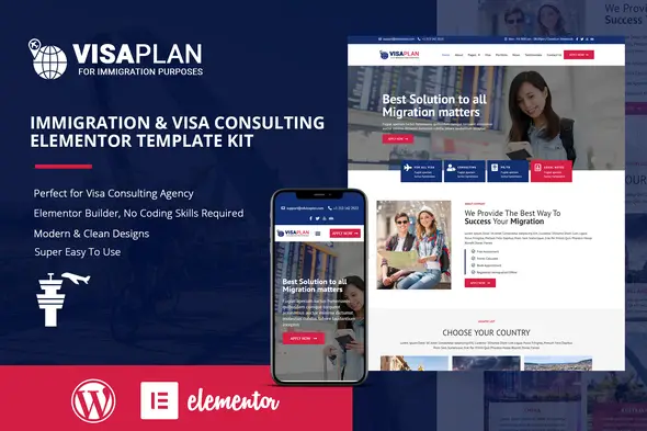 VisaPlan - Immigration & Visa Consulting Elementor Template Kit
