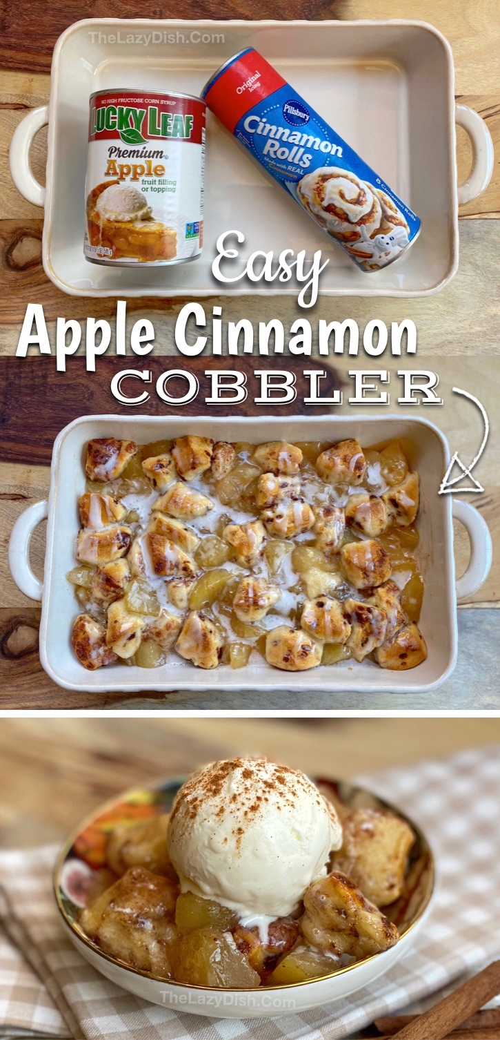 2 Ingredient Cinnamon Roll Apple Cobbler (Quick & Easy Dessert!)