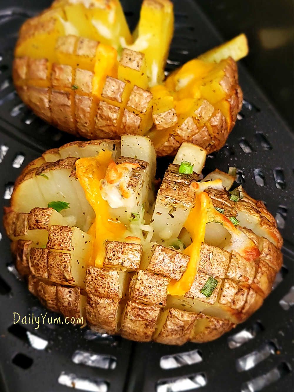 Air Fryer Blooming Baked Potatoes - Daily Yum