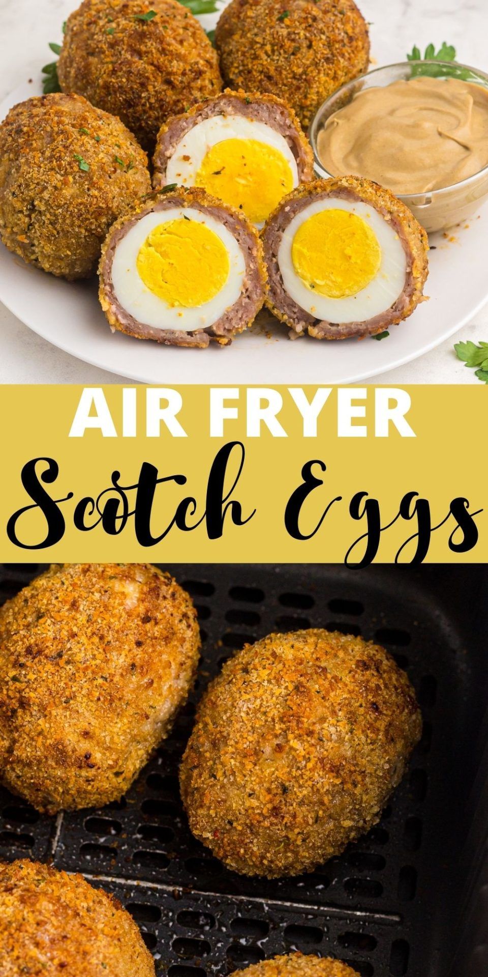 Air Fryer Scotch Eggs are an easy meal, with a crispy crust, making them a perfect snack or quick breakfast.