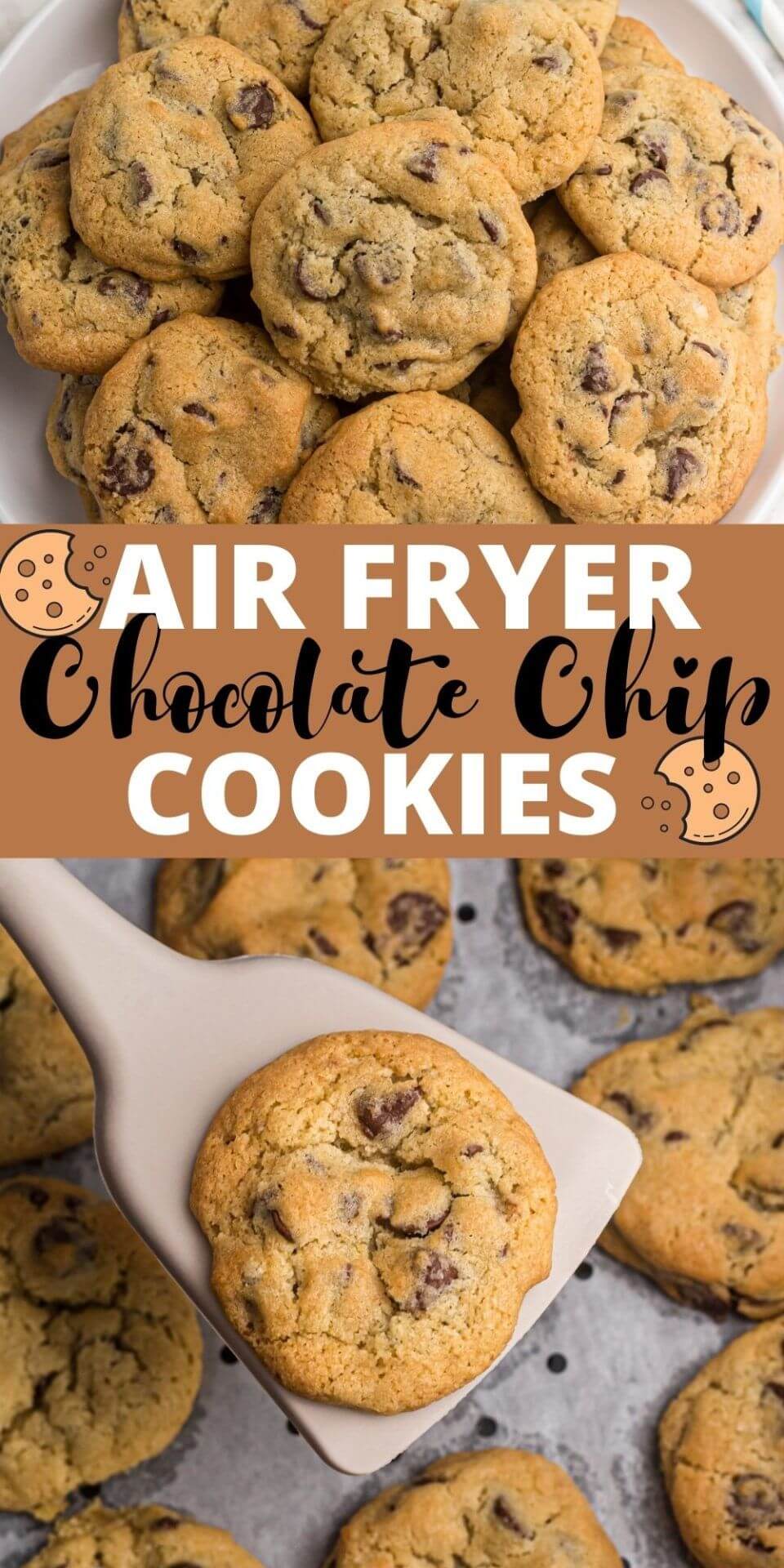 Air fryer chocolate chip cookies are a delicious way to make cookies. Buttery warm cookies are ready in just a few minutes in the air fryer.