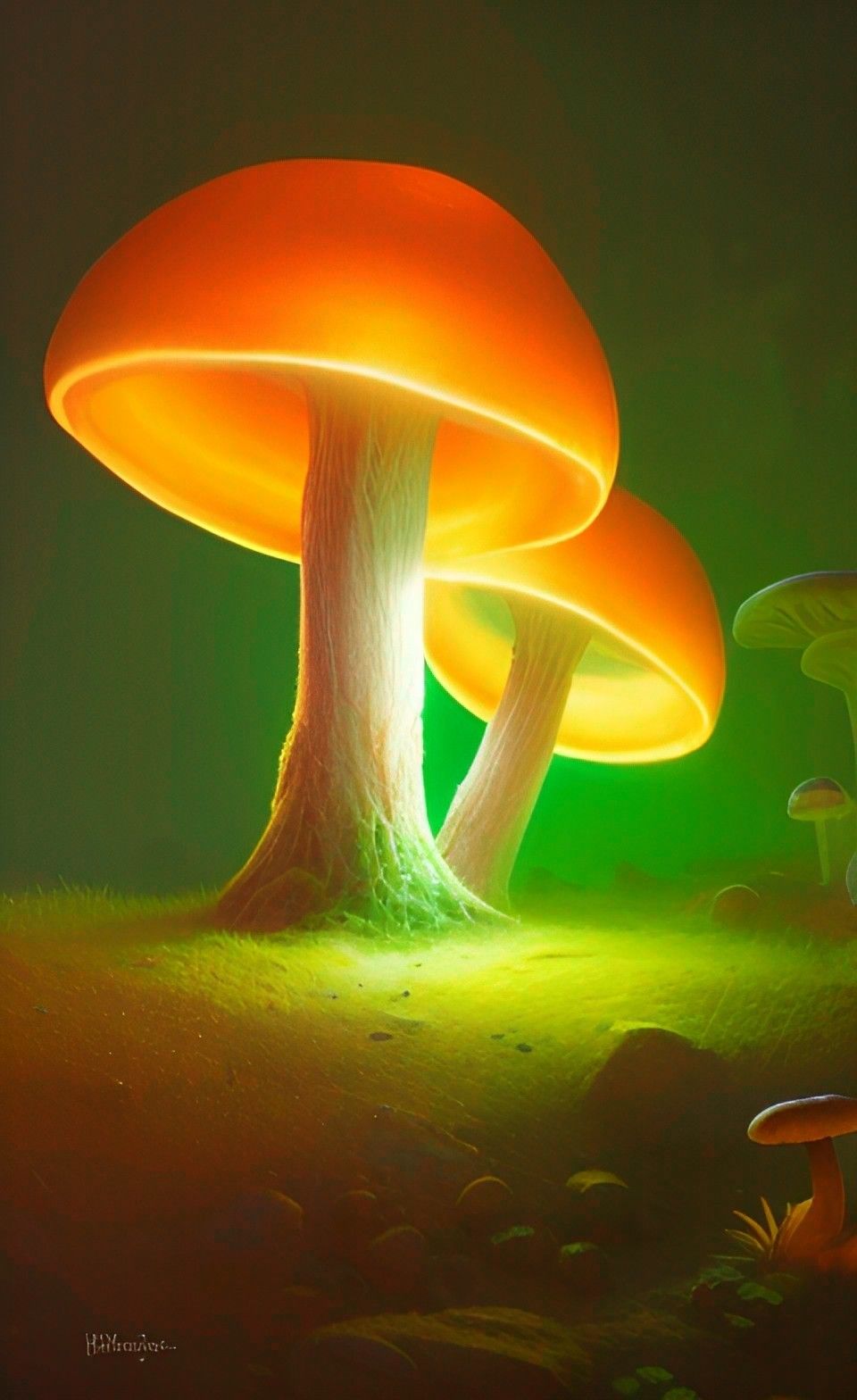 Bioluminescence Mushroom Aesthetic A.I Art Wallpaper