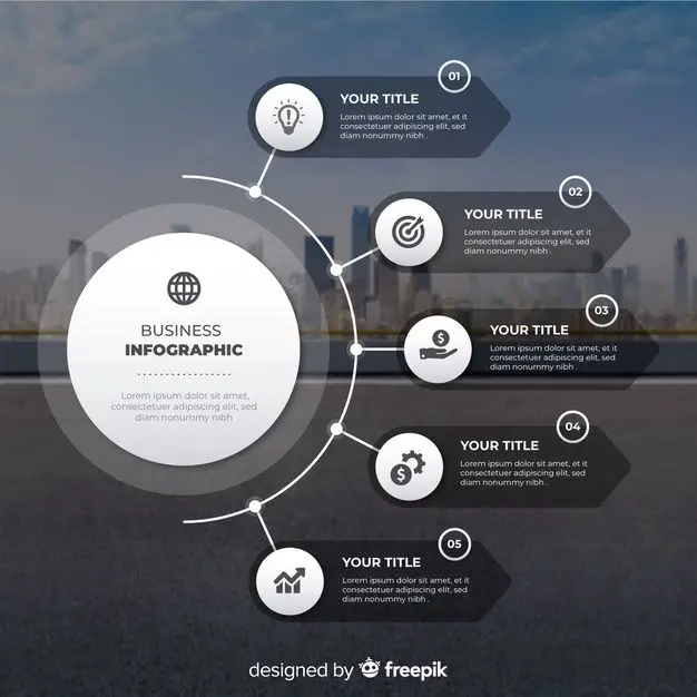 Diseño plano de infografía empresarial con foto | Vector Gratis