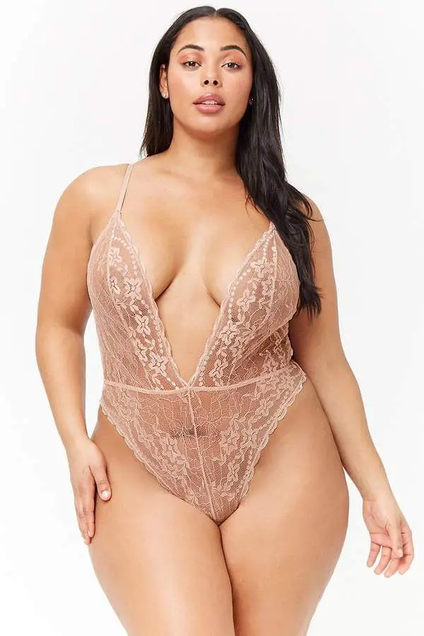Forever 21 Plus Size Sheer Lace Teddy
