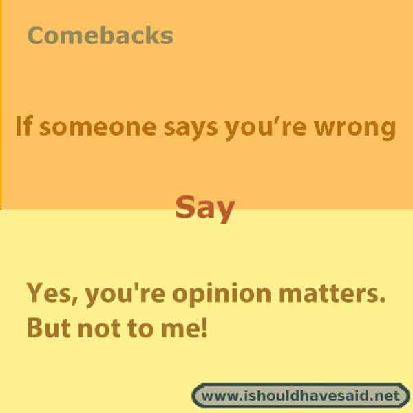 Funny comebacks if someone tells you that you are wrong | I should have said