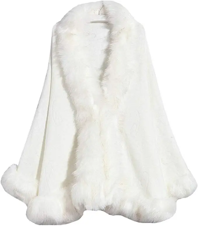 Kelaixiang Faux Fox Fur Shawls Jackets Plus Size Coats Wraps Winter Scarves