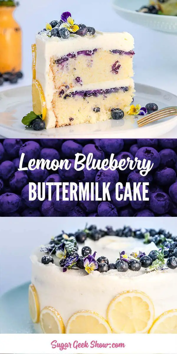 Lemon blueberry buttermilk cake + lemon cream cheese frosting | Sugar Geek Show