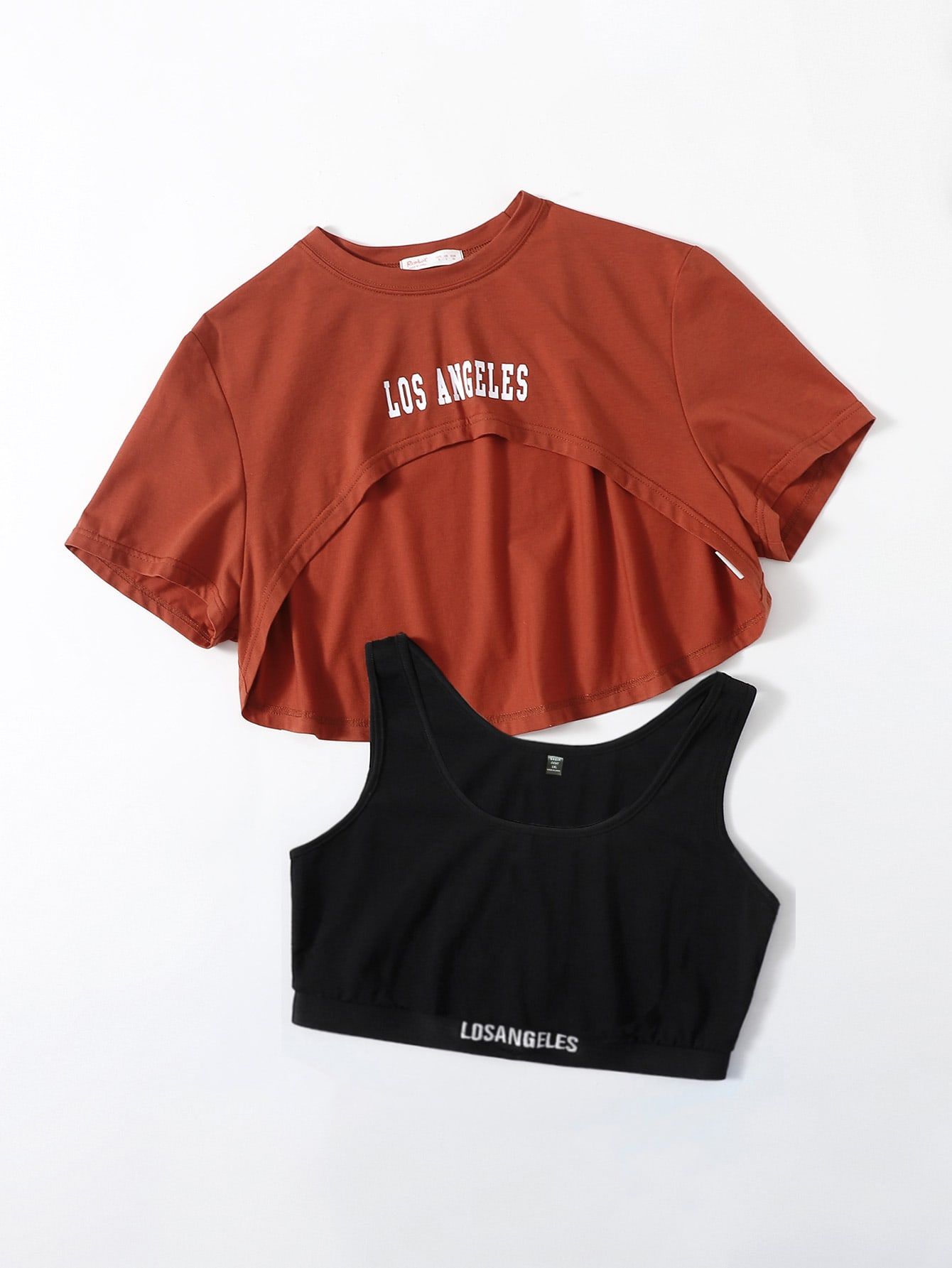 Plus Letter Graphic Crop Tee & Tank Top