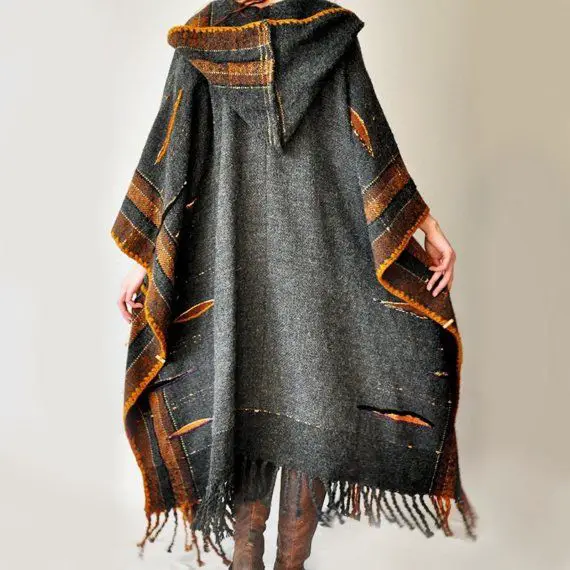 Plus Size Clothing MADE TO ORDER - Dark Gray Handwoven Poncho (Sold - Accepting custom orders)