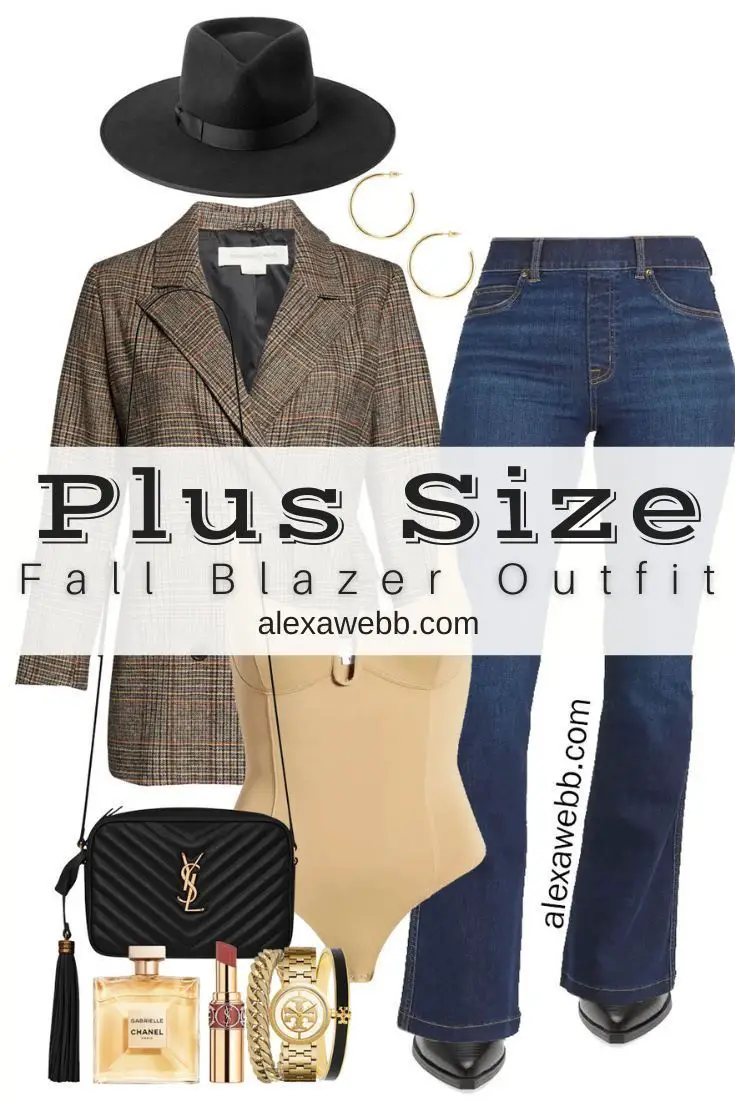 Plus Size Flare Jeans & Blazer Outfits