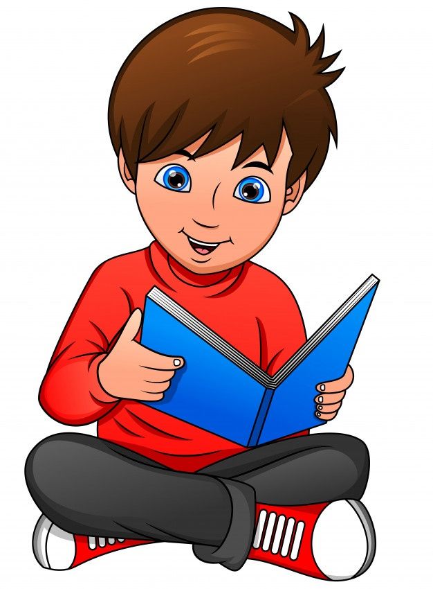 Premium Vector | Cute boy reading book