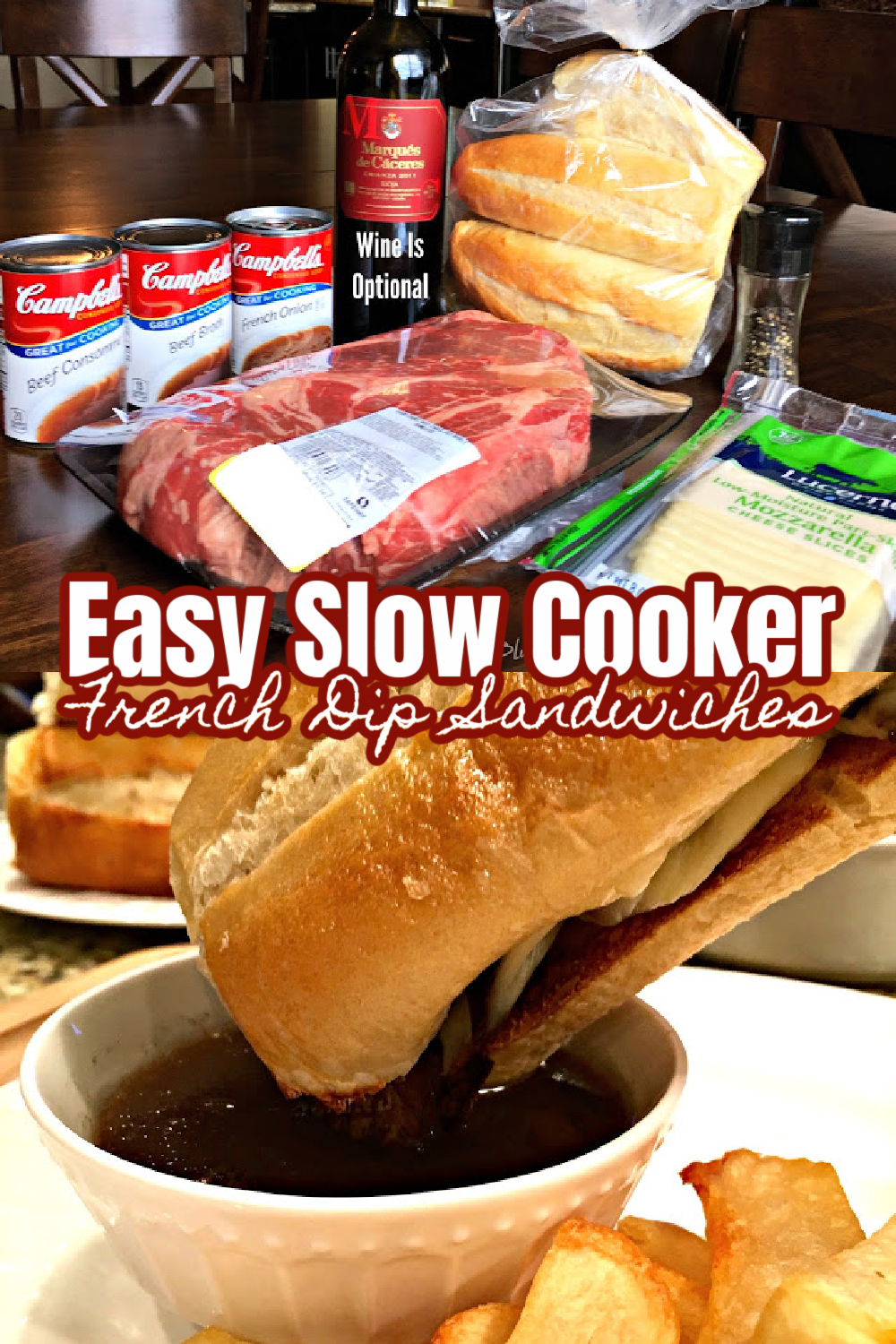 SLOW COOKER FRENCH DIP SANDWICHES (EASY)