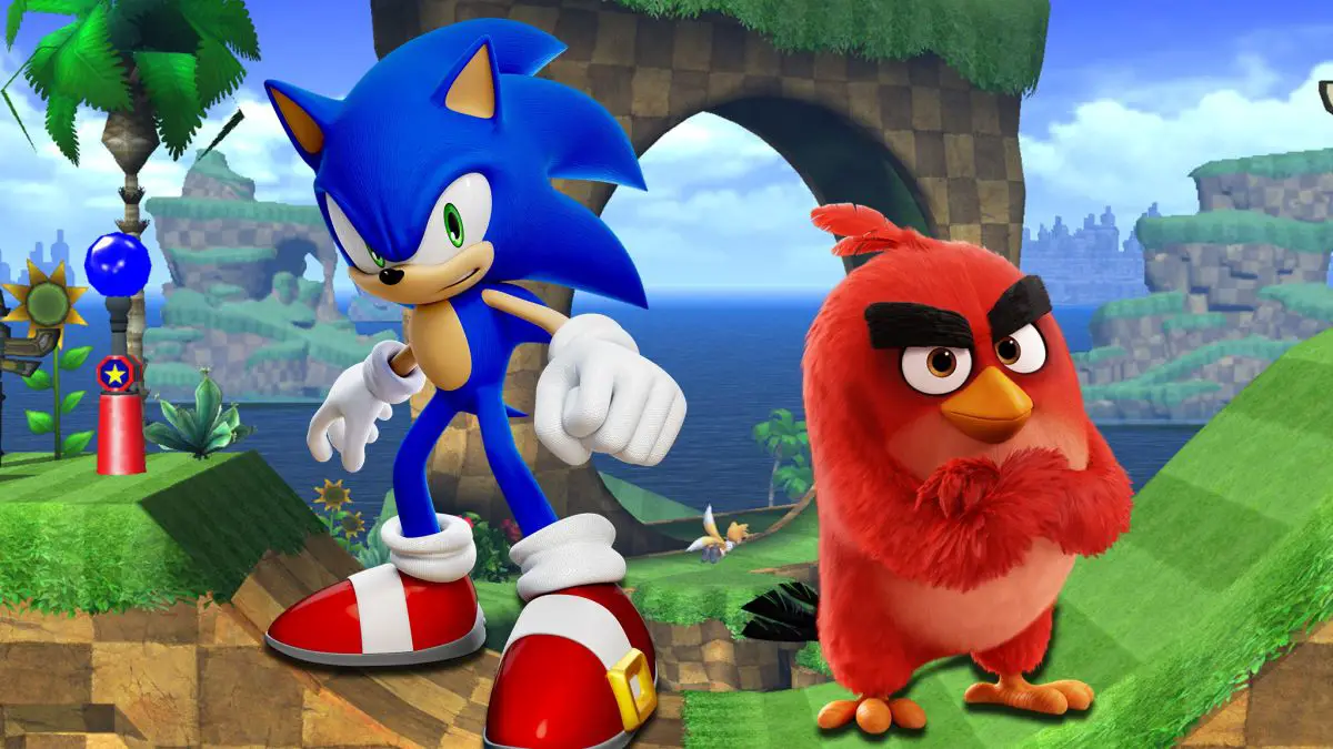 Sonic and Red (from Angry Birds) standing in Sonic