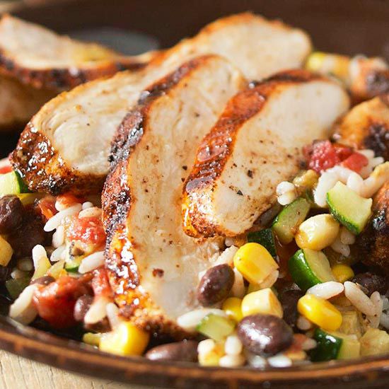 Spicy Grilled Chicken with Baja Black Beans and Rice