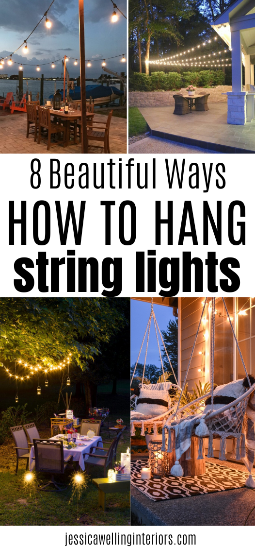 String Lights : 8 Ways How To Hang String Lights (Outdoor Living Rooms, Outdoor Decor)