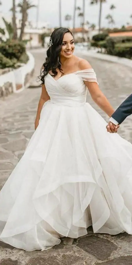 Tiered Skirt Plus Size Wedding Dress
