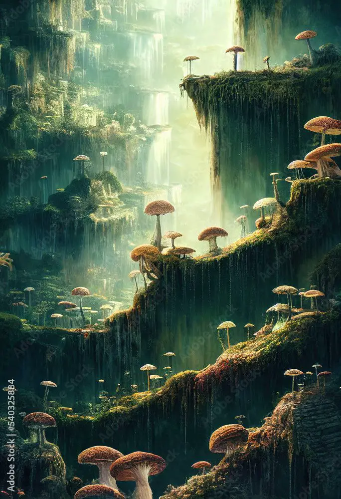 Mushroom Forest, Made by AI, Artificial Intelligence