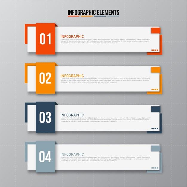 Premium Vector | Colorful  rectangular infographics elements, concept of business model with 4 successive steps.