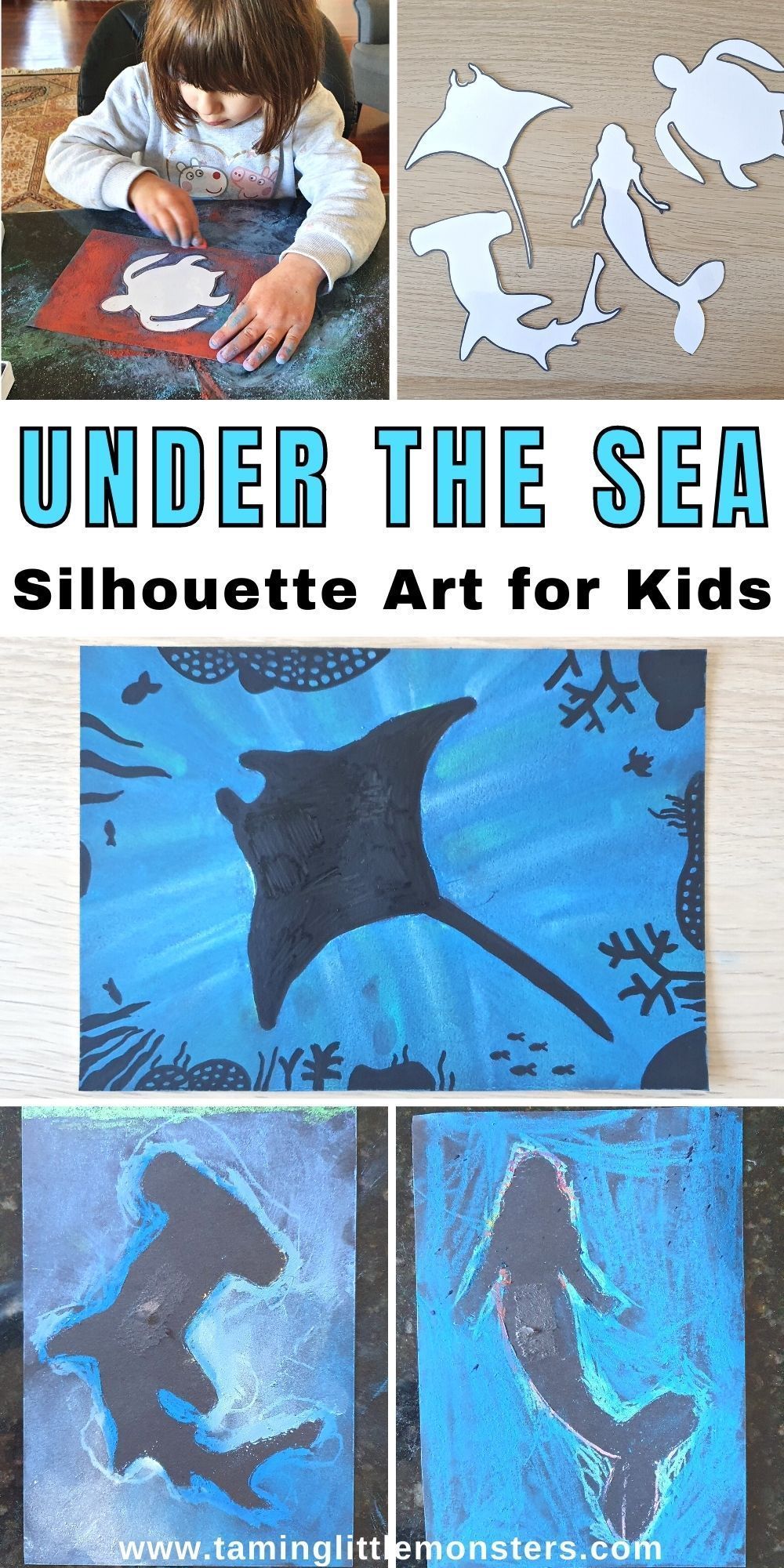 Under the Sea Silhouette Art for Kids - Taming Little Monsters