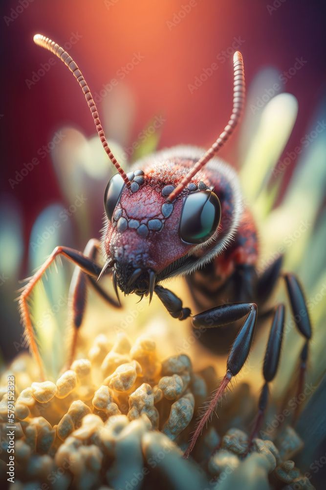 Zoomed Ant, Macro, Detailed, Nature,  Made by AI, AI generated, Artificial intelligence