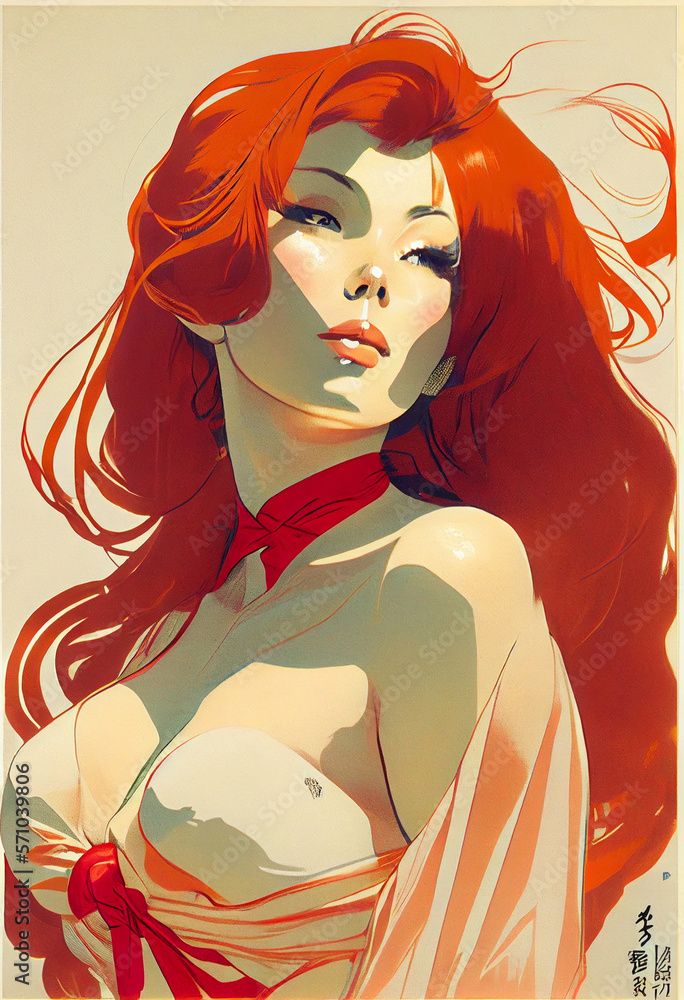 redhead woman - Digital illustration - Generated by Artificial Intelligence