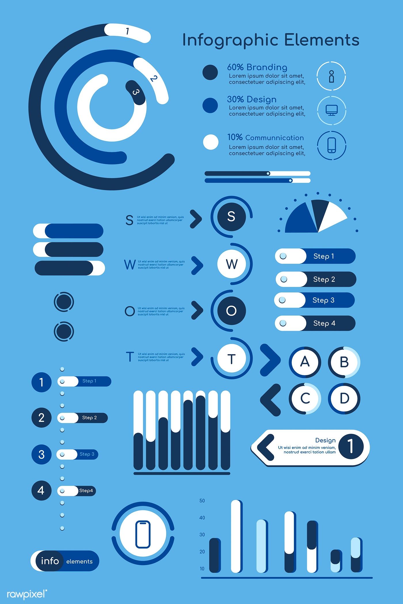 Download premium vector of Blue  infographic design elements vector collection about infographic arrows, analysis, arrows, blue, and blue background 1188158