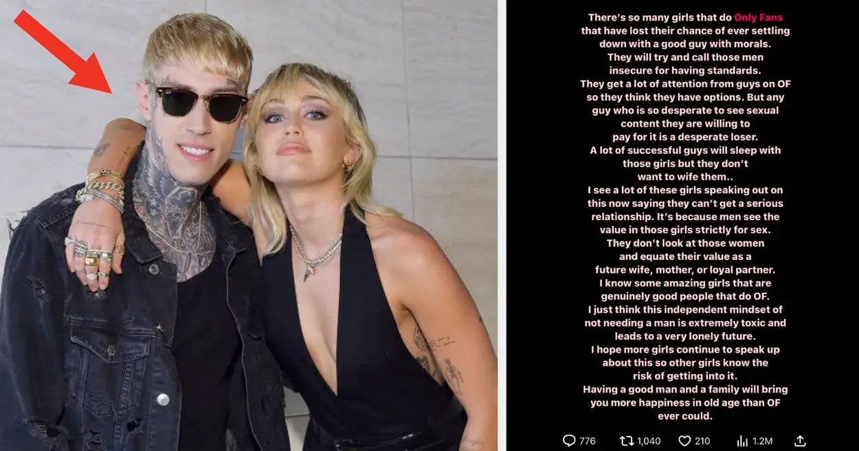 People Are Upset After Miley Cyrus' Big Brother Said Girls On OnlyFans "Lost Their Chance" To Settle Down With A Good Guy