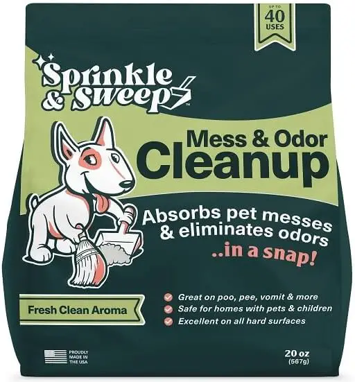 Sprinkle & Sweep - Pet Accident Cleanup, Eliminates Strong Odors, Cleans and Deodorizes Pee, Poo, Vomit, Diarrhea, Non-Toxic, Potty Training, Dog and Cat Odor Eliminator, Quick Pet Mess Cleanup