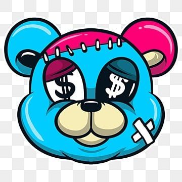Teddy Bear Cartoon Clipart PNG Images, Teddy Sign Cartoon, Streetwear, Merch Design, Clothing Design PNG Image For Free Download