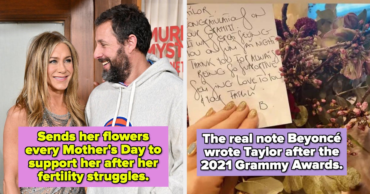 Adam Sandler Sends Jennifer Aniston Flowers Every Mother's Day To Support Her, Plus 12 Other Times Celebs Have Sent Flowers To Each Other