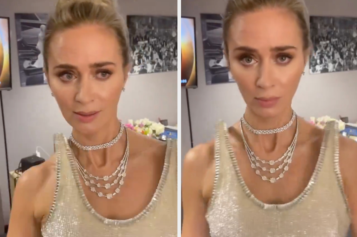 Emily Blunt Showed How Her "Levitating" Shoulder Dress Worked After People Complained That It "Bothered" Them