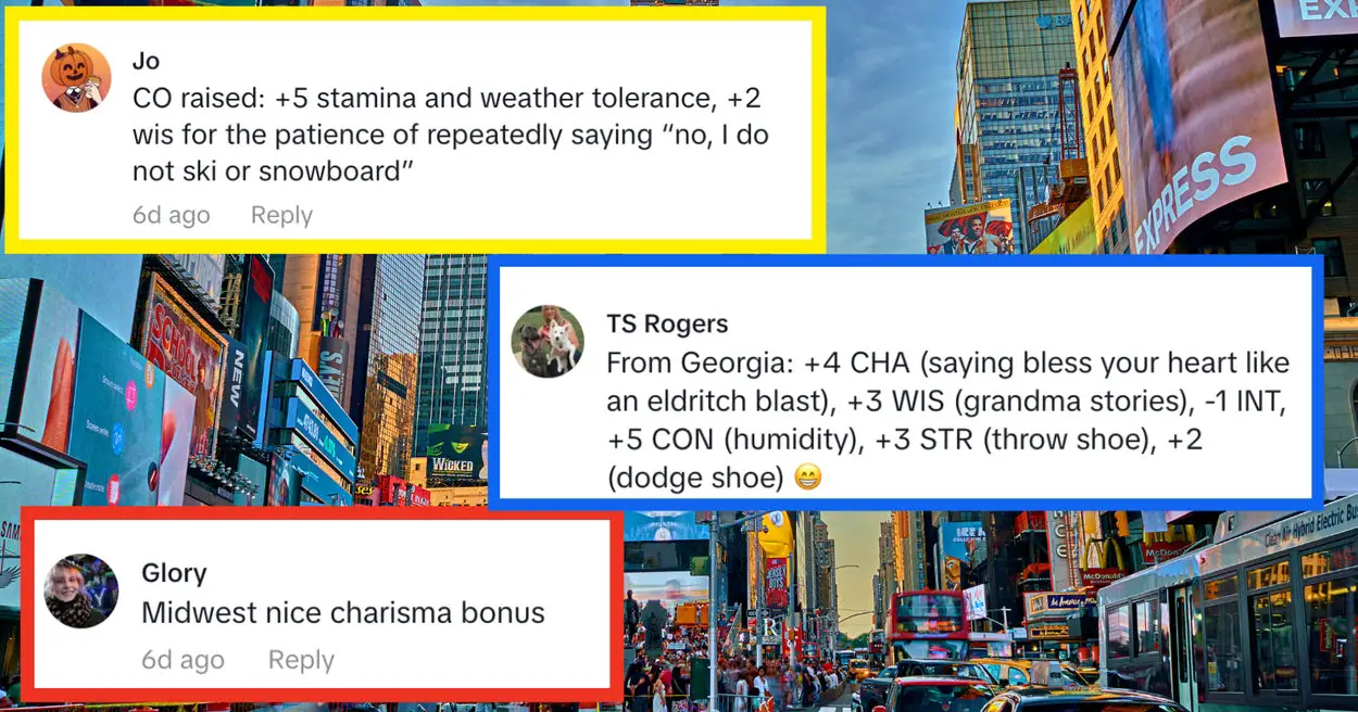 This Hilarious TikTok Thread About What Stat Bonuses People Automatically Get Based On What State They're From Is Going Viral