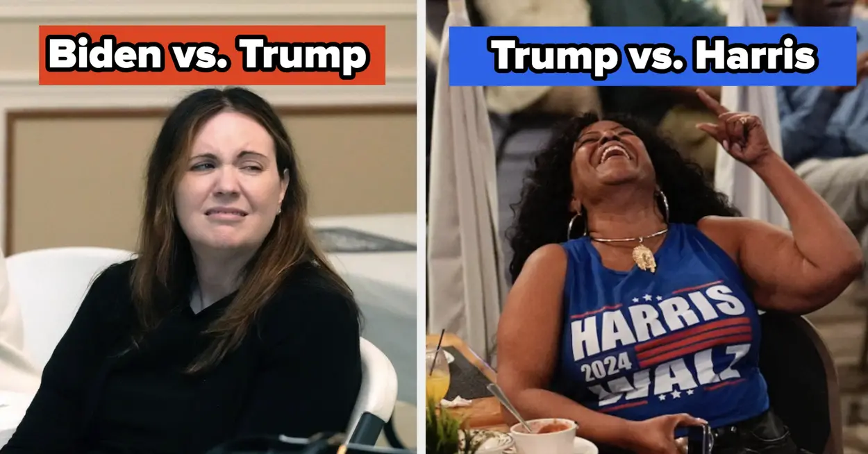 These 13 Photos Perfectly Sum Up The Difference Between Harris And Trump Supporters During The Debate